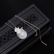 Load image into Gallery viewer, Original Design Natural Fine Jade Plum Flower Pendant Vintage Style Retro Unique Craft Charm Women&#39;s Silver Jewelry
