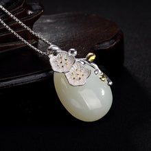 Load image into Gallery viewer, Original Design Natural Fine Jade Plum Flower Pendant Vintage Style Retro Unique Craft Charm Women&#39;s Silver Jewelry
