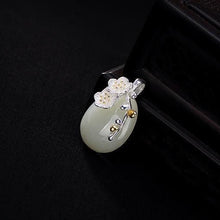 Load image into Gallery viewer, Original Design Natural Fine Jade Plum Flower Pendant Vintage Style Retro Unique Craft Charm Women&#39;s Silver Jewelry
