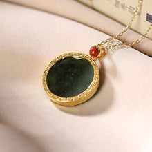 Load image into Gallery viewer, Original Design Natural Fine Jade Round Necklace Pendant Elegant Luxury Charm Lady Silver Jewelry
