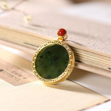 Load image into Gallery viewer, Original Design Natural Fine Jade Round Necklace Pendant Elegant Luxury Charm Lady Silver Jewelry
