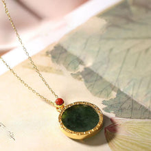 Load image into Gallery viewer, Original Design Natural Fine Jade Round Necklace Pendant Elegant Luxury Charm Lady Silver Jewelry
