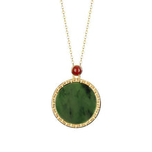 Load image into Gallery viewer, Original Design Natural Fine Jade Round Necklace Pendant Elegant Luxury Charm Lady Silver Jewelry
