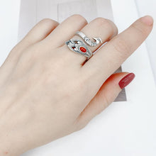 Load image into Gallery viewer, Original Design Peacock Southern Red Agate Opening Adjustable Ring Vintage Retro Elegant Charm Lady Silver Jewelry
