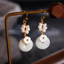 Load image into Gallery viewer, Handcrafted 14K Gold Filled Natural Jade Freshwater Pearl Drop Earrings
