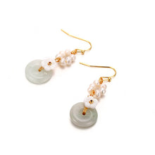 Load image into Gallery viewer, Handcrafted 14K Gold Filled Natural Jade Freshwater Pearl Drop Earrings
