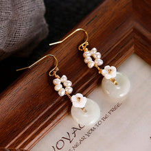 Load image into Gallery viewer, Handcrafted 14K Gold Filled Natural Jade Freshwater Pearl Drop Earrings
