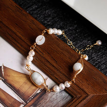 Load image into Gallery viewer, Handcrafted 14K Gold Filled Natural Jade Freshwater Pearl Beaded Charm Bracelet
