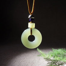 Load image into Gallery viewer, Lokaloca Handcrafted Natural Hetian Jade Donut Pendant Necklace
