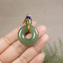 Load image into Gallery viewer, Lokaloca Handcrafted Natural Hetian Jade Donut Pendant Necklace
