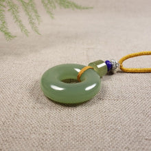 Load image into Gallery viewer, Lokaloca Handcrafted Natural Hetian Jade Donut Pendant Necklace
