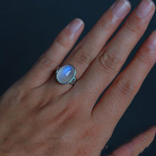 Load image into Gallery viewer, Original Moonstone Oval Opening Adjustable Ring Luxury Translucent Reflective Women&#39;s Brand Silver Jewelry
