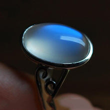 Load image into Gallery viewer, Original Moonstone Oval Opening Adjustable Ring Luxury Translucent Reflective Women&#39;s Brand Silver Jewelry
