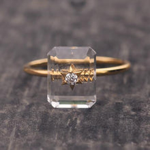 Load image into Gallery viewer, Original Rectangular Unique Clear Quartz Opening Adjustable Ring Elegant High-end Retro Ladies Silver Jewelry
