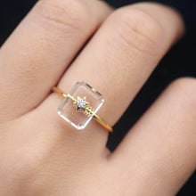 Load image into Gallery viewer, Original Rectangular Unique Clear Quartz Opening Adjustable Ring Elegant High-end Retro Ladies Silver Jewelry
