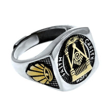 Load image into Gallery viewer, Original Freemasonry Faith Thai Silver Opening Adjustable Ring Brand Men&#39;s Jewelry
