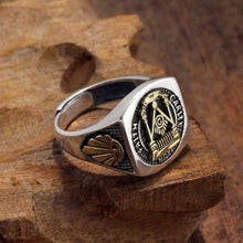 Load image into Gallery viewer, Original Freemasonry Faith Thai Silver Opening Adjustable Ring Brand Men&#39;s Jewelry
