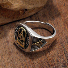 Load image into Gallery viewer, Original Freemasonry Faith Thai Silver Opening Adjustable Ring Brand Men&#39;s Jewelry
