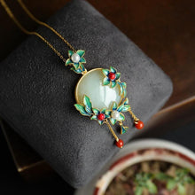 Load image into Gallery viewer, Original New Silver Inlaid Fine White Jade Silver Gilt Orchid Necklace Pendant Elegant Charm Creative Silver Jeweler
