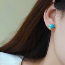 Load image into Gallery viewer, Original Silver Inlaid Turquoise Earrings Retro Cool Charm Luxury Women&#39;s Brand Jewelry
