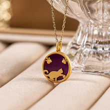 Load image into Gallery viewer, Original Silver Inlaid Cat Purple Necklace Pendant Fashion Retro Ladies Jewelry
