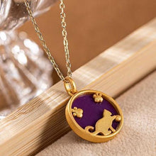 Load image into Gallery viewer, Original Silver Inlaid Cat Purple Necklace Pendant Fashion Retro Ladies Jewelry
