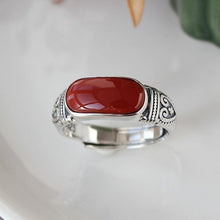 Load image into Gallery viewer, Original South Red Agate Retro Opening Adjustable Ring Exquisite Luxury Ladies Silver Jewelry
