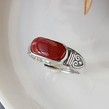 Load image into Gallery viewer, Original South Red Agate Retro Opening Adjustable Ring Exquisite Luxury Ladies Silver Jewelry
