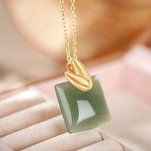 Load image into Gallery viewer, Original Silver Inlaid Natural Fine Jade Jasper Pendant Necklace Charm Design Retro Jewelry
