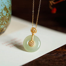 Load image into Gallery viewer, Original Silver Inlaid Natural Fine Jade Pendant Necklace Vintage Women&#39;s Brand Jewelry
