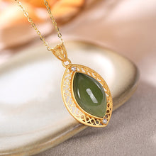 Load image into Gallery viewer, Original Silver Inlaid Natural Fine Jade Pendant Necklace Vintage Style Retro Charming Women&#39;s Jewelry
