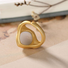 Load image into Gallery viewer, Original Silver Inlaid Natural Fine White Jade Chalcedony Opening Adjustable Ring Vintage Retro Charming Women&#39;s Jewelry
