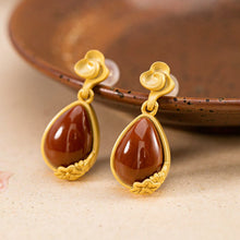 Load image into Gallery viewer, Original Silver Inlaid Natural Southern Red Agate Drop Earrings Vintage Retro Unique Craft Charm Women&#39;s Jewelry
