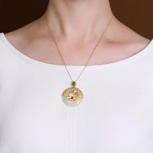 Load image into Gallery viewer, Original Craftsmanship Inlaid Lotus Natural Fine Jade Necklace Pendant  Ladies Silver Jewelry
