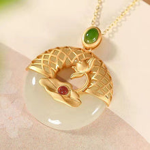 Load image into Gallery viewer, Original Craftsmanship Inlaid Lotus Natural Fine Jade Necklace Pendant  Ladies Silver Jewelry
