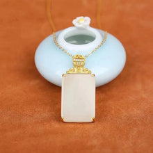 Load image into Gallery viewer, Original Ancient Golden Craftsmanship Inlaid Fine White Jade Pendant Necklace Elegant Ladies Jewelry
