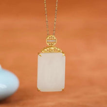 Load image into Gallery viewer, Original Ancient Golden Craftsmanship Inlaid Fine White Jade Pendant Necklace Elegant Ladies Jewelry
