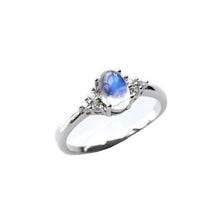 Load image into Gallery viewer, Original Craft Oval Moonstone Inlaid Zircon Opening Adjustable Ring Luxury Noble Charm Women Silver Jewelry
