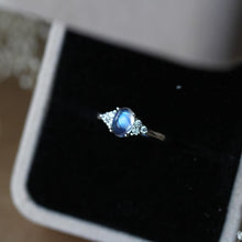 Load image into Gallery viewer, Original Craft Oval Moonstone Inlaid Zircon Opening Adjustable Ring Luxury Noble Charm Women Silver Jewelry
