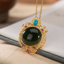 Load image into Gallery viewer, Lokaloca Original Natural Dark Green Jade Pendant Necklace
