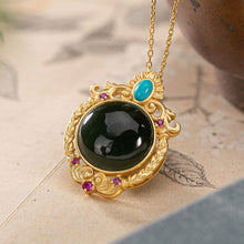 Load image into Gallery viewer, Lokaloca Original Natural Dark Green Jade Pendant Necklace
