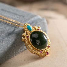 Load image into Gallery viewer, Lokaloca Original Natural Dark Green Jade Pendant Necklace
