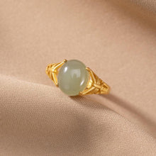 Load image into Gallery viewer, Original Design Silver Inlaid Natural Fine Jade Vintage Retro Opening Adjustable Women Ring
