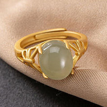 Load image into Gallery viewer, Original Design Silver Inlaid Natural Fine Jade Vintage Retro Opening Adjustable Women Ring
