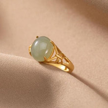 Load image into Gallery viewer, Original Design Silver Inlaid Natural Fine Jade Vintage Retro Opening Adjustable Women Ring
