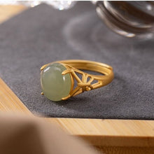 Load image into Gallery viewer, Original Design Silver Inlaid Natural Fine Jade Vintage Retro Opening Adjustable Women Ring
