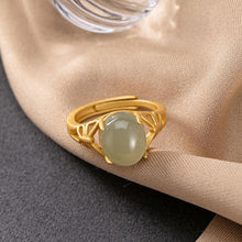 Load image into Gallery viewer, Original Design Silver Inlaid Natural Fine Jade Vintage Retro Opening Adjustable Women Ring
