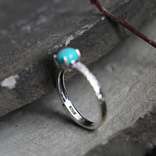 Load image into Gallery viewer, Original Design LabTurquoise Opening Adjustable Ring Thai Silver Hand-carved Charm Women&#39;s Silver Jewelry
