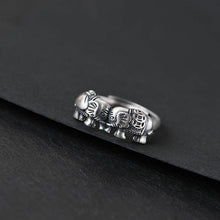 Load image into Gallery viewer, Original Design Auspicious Elephant Opening Adjustable Ring Retro Ethnic Style Elegant Luxury Charm Women Silver Jewelry
