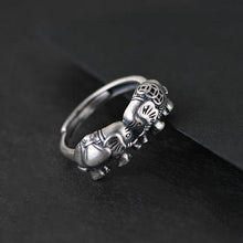 Load image into Gallery viewer, Original Design Auspicious Elephant Opening Adjustable Ring Retro Ethnic Style Elegant Luxury Charm Women Silver Jewelry
